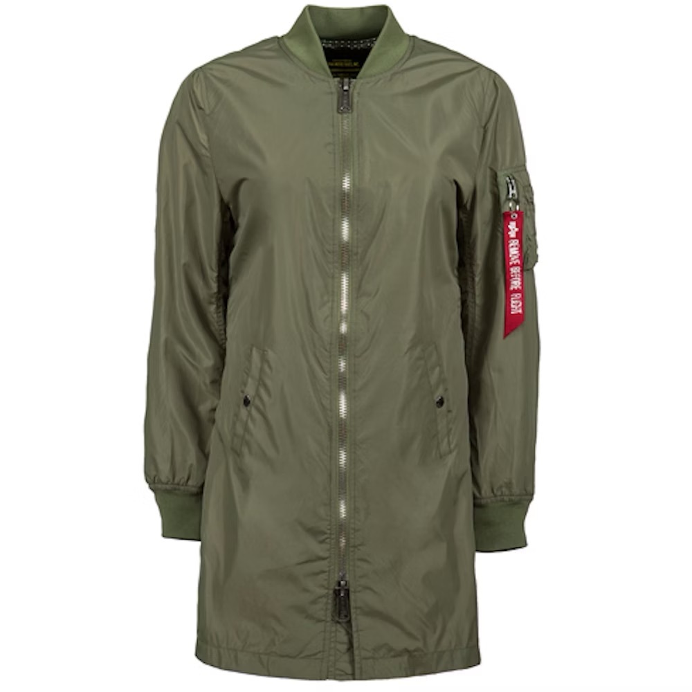 Alpha Industries Women 2LB Long Flight Jacket L NEW